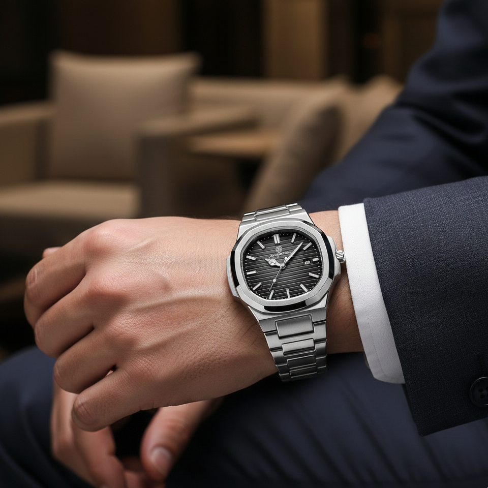 PAAZOMU Men’s Stainless Steel Watch – Hardlex Glass