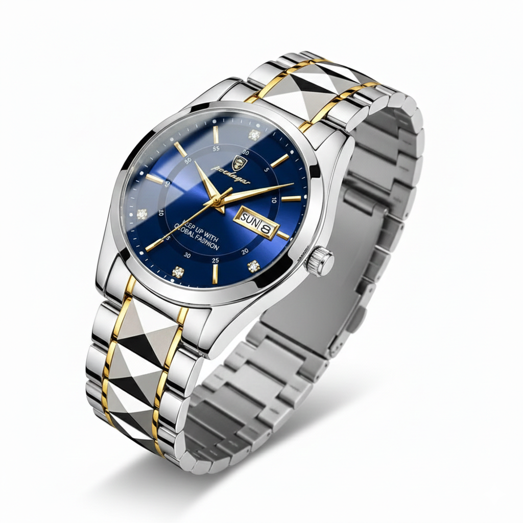POEDAGAR 615 লাক্সারি ডায়মন্ড কাট ঘড়ি – ক্লাসি পুরুষদের জন্য এলিগ্যান্ট চয়েস