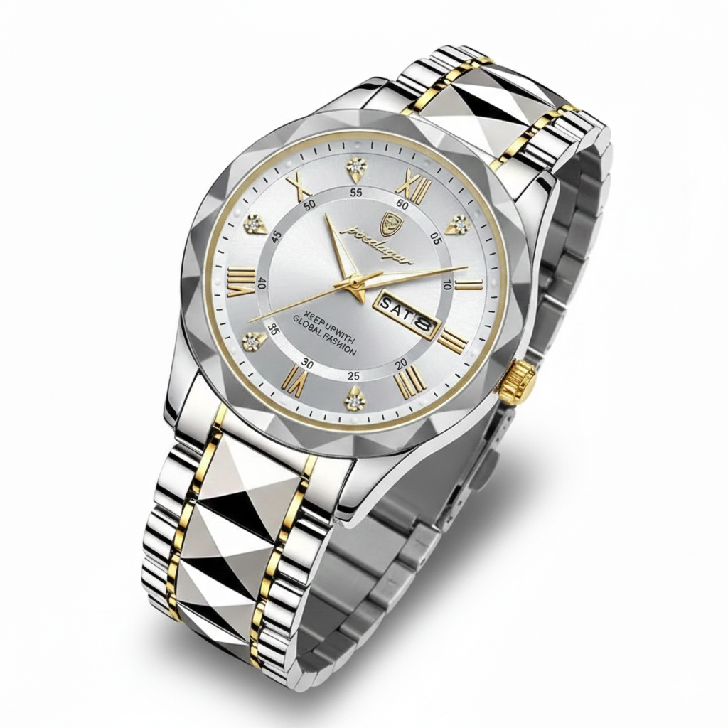 POEDAGAR 615 লাক্সারি ডায়মন্ড কাট ঘড়ি – ক্লাসি পুরুষদের জন্য এলিগ্যান্ট চয়েস