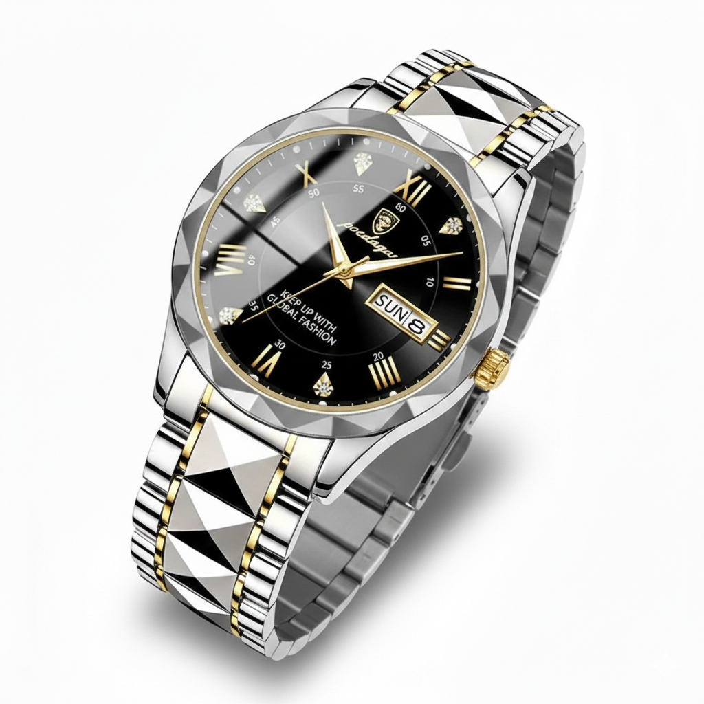 POEDAGAR 615 লাক্সারি ডায়মন্ড কাট ঘড়ি – ক্লাসি পুরুষদের জন্য এলিগ্যান্ট চয়েস